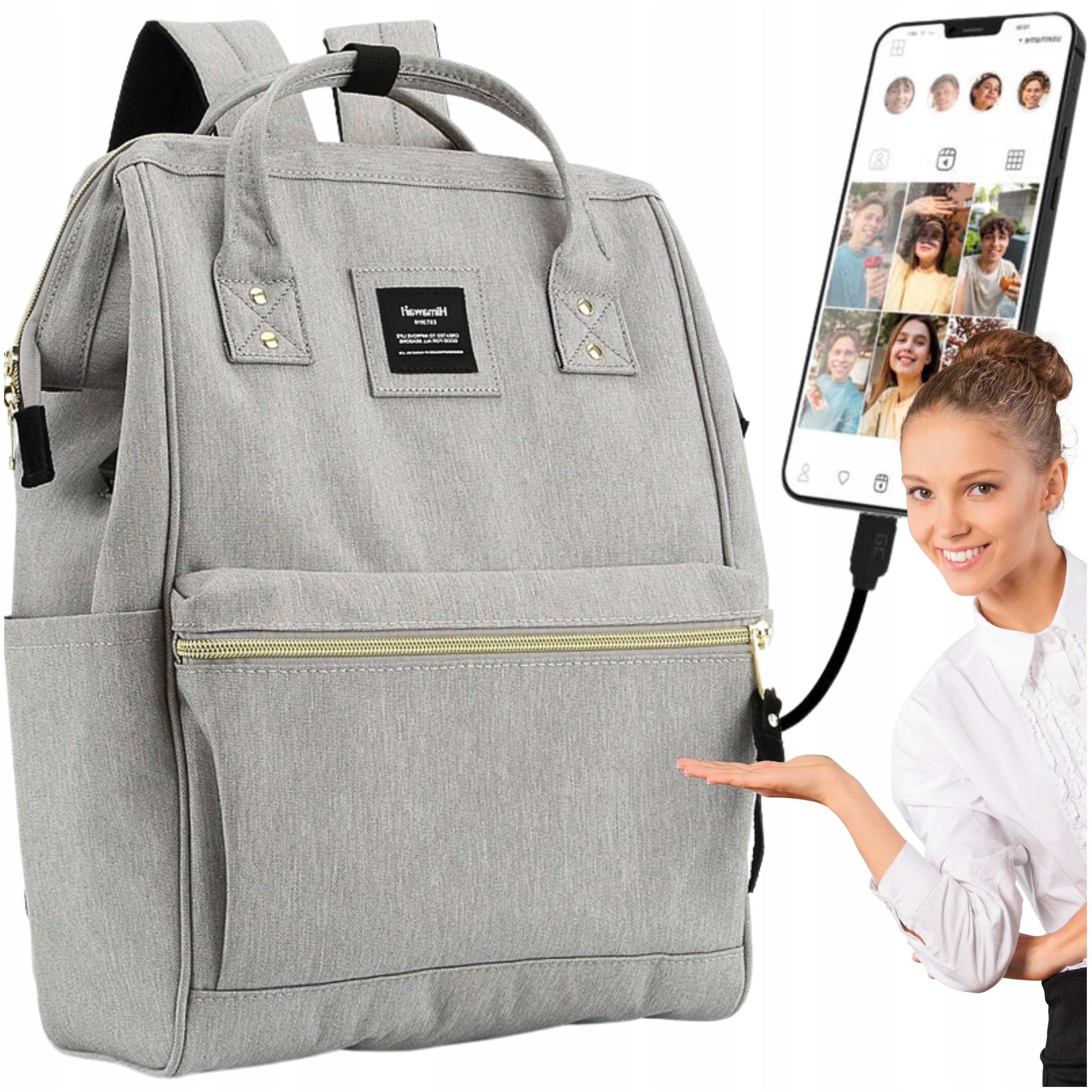 Damski Plecak Szkolny Wysokiej Jakości Na Uczelnie Do Pracy Miejski Usb