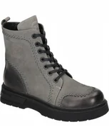 Botki damskie - Szare botki trzewiki Manitu 990330-09 damskie płaski obcas skóra nubuk r.36 - miniaturka - grafika 1