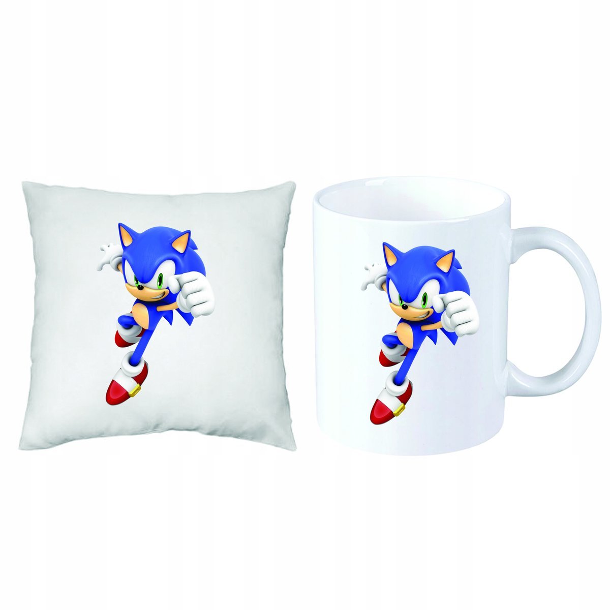 ZESTAW PREZENT PODUSZKA + KUBEK Sonic + IMIĘ