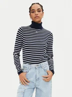 Swetry damskie - Tommy Jeans Golf Essential DW0DW19686 Granatowy Regular Fit - miniaturka - grafika 1