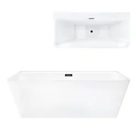 Wanny - Wanna akrylowa, przyścienna wolnostojąca Iseo Corsan 150 cm korek klik-klak czarny - miniaturka - grafika 1