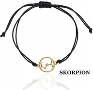 Bransoletki - ZŁOTA bransoletka sznurkowa SKORPION konstelacja znak zodiaku 925 kolory - miniaturka - grafika 1