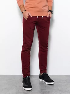 Spodnie męskie dresowe bez ściągacza na nogawce - burgundowe V2 P946 - Spodnie męskie - miniaturka - grafika 1