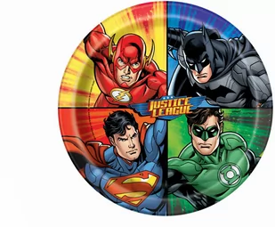 Talerzyki urodzinowe Justice League - 23 cm - 8 szt. - Dekoracje i nakrycia stołu na imprezę - miniaturka - grafika 1