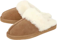 Kapcie męskie - esmara® Kapcie męskie ze skóry jagnięcej Premium (Brązowy, 43) - miniaturka - grafika 1