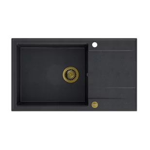 QUADRON Zlew EVAN 136 XL black diamond + syfon ZŁOTY - Zlewozmywaki - miniaturka - grafika 1