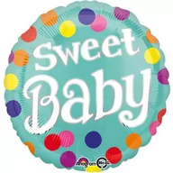 Baby shower i roczek - Amscan Balon foliowy "Wstążka - Sweet Baby", 17" RND 35200 - miniaturka - grafika 1