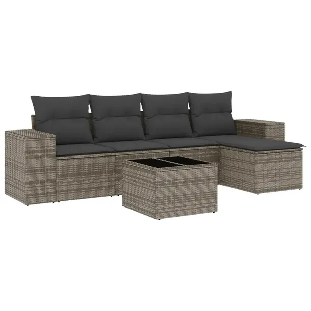 Modułowy zestaw mebli ogrodowych szary rattan PE z poduszkami 55x62x69 cm