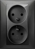Gniazdka elektryczne - Elektro-Plast Vestra Gniazdo podwójne 2x2P+Z monolit z ramką podtynkowe IP20 czarny 3835-09 - miniaturka - grafika 1