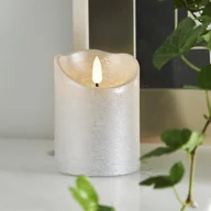 Świece - Świeca Led woskowa pieńkowa FLAMME RUSTIC srebrna 10cm - miniaturka - grafika 1