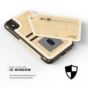 Zizo Nebula Wallet Case Skórzane etui iPhone X z kieszeniami na karty + saszetka na zamek + szkło 9H na ekran (Tan/Brown) - Etui i futerały do telefonów - miniaturka - grafika 6