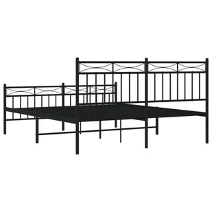 Metalowa rama łóżka z wezgłowiem i zanóżkiem, czarna, 160x200cm Lumarko! - Łóżka - miniaturka - grafika 8