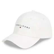 Czapki męskie - Czapka z daszkiem Tommy Jeans Tjm Linear Logo Cap AM0AM12958 Biały - miniaturka - grafika 1