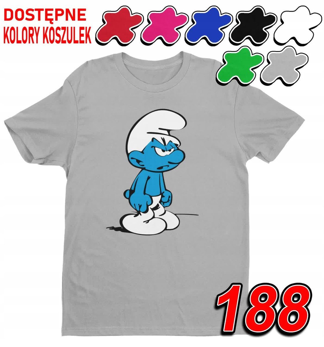 Dziecięca Koszulka T-Shirt Z Nadrukiem Duży Wybór Maruda Smerf -M 134-140