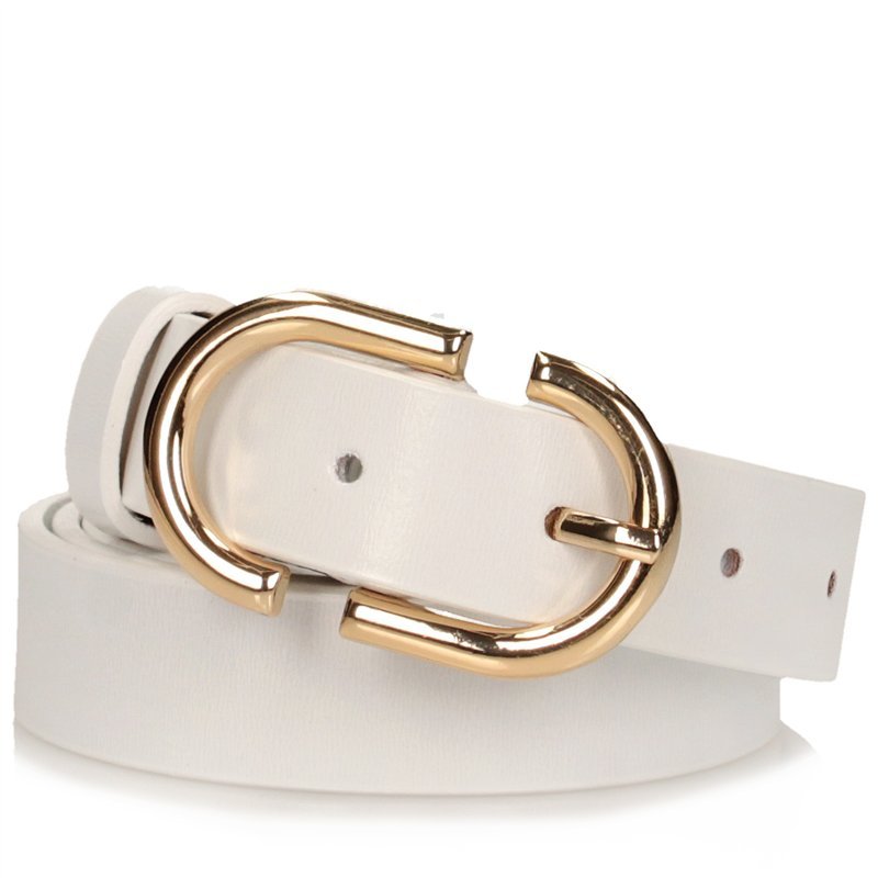 Biały skórzany pasek damski Toscanio H028 - 125