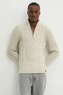 Superdry sweter z domieszką wełny męski kolor beżowy z półgolfem M6110639A-39E - Swetry męskie - miniaturka - grafika 1