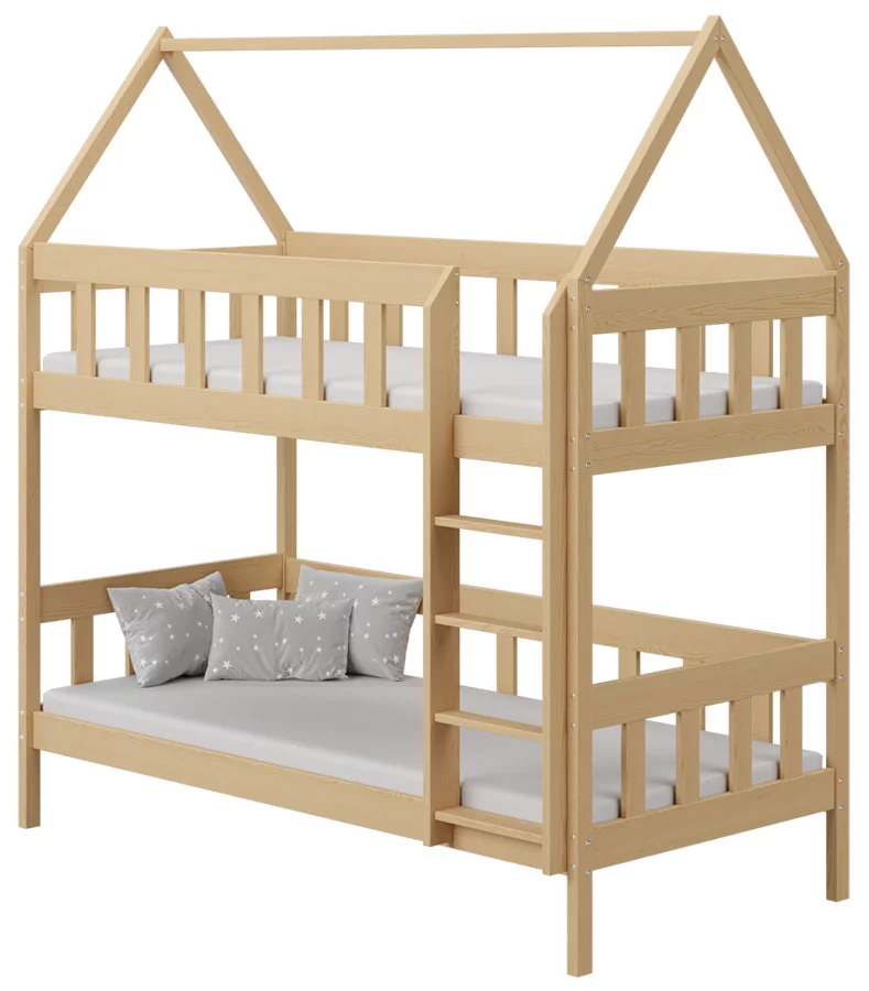 Piętrowe łóżko dziecięce przypominające domek sosna Gigi 3X 200x90 cm