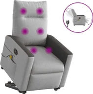 Fotele - Podnoszony fotel masujący, elektryczny, rozkładany, szary - miniaturka - grafika 1