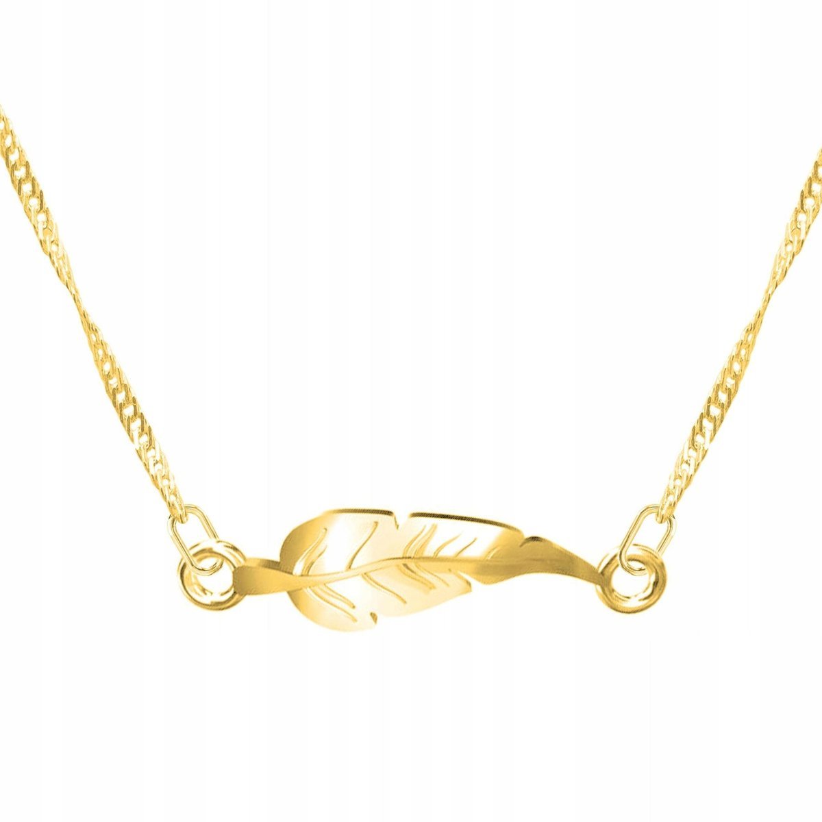Złoty Naszyjnik z Piórkiem Piórem Wisiorek Pióro Piórko SREBRO 925