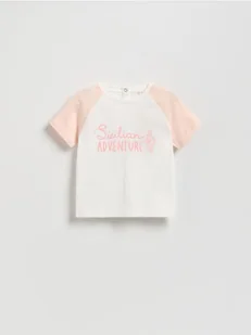 Reserved - T-shirt z nadrukiem - pastelowy róż - Bluzki dla niemowląt - miniaturka - grafika 1