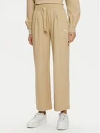 Spodnie sportowe damskie - Puma Spodnie dresowe Her 676007 Beżowy Relaxed Fit - miniaturka - grafika 1