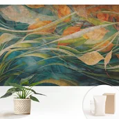 Tapety - Tapeta z flizeliny elegancka dekoracja ściany stylowa nowoczesny motyw wysoka jakość - Naturalne liście na wodzie - 152x104 - miniaturka - grafika 1