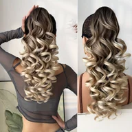 Pozostałe akcesoria fryzjerskie - TEMU Odporna na Ciepło (215°C/819°F) Syntetyczna Kucykowa Przedłużka - Długa 20" Ombre, Naturalnie Wyglądająca Objętość i Wymiar dla Kobiet, Na - miniaturka - grafika 1