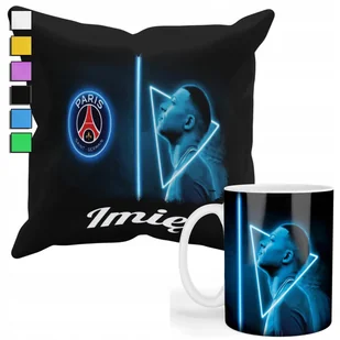ZESTAW KUBEK + PODUSZKA Z POSZEWKĄ- PREZENT DLA FANATYKA MBAPPE PSG + IMIĘ - Gadżety dla niej i dla niego - miniaturka - grafika 1