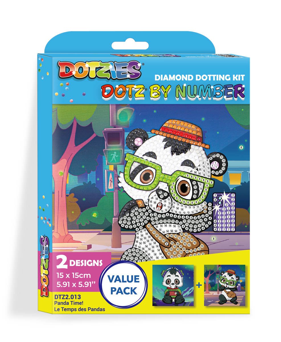 Diamond Dotz by number, diamentowa mozaika, Panda time, 2 obrazki