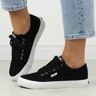 Trampki damskie - Czarne tenisówki damskie Lee Cooper 2202l - miniaturka - grafika 1