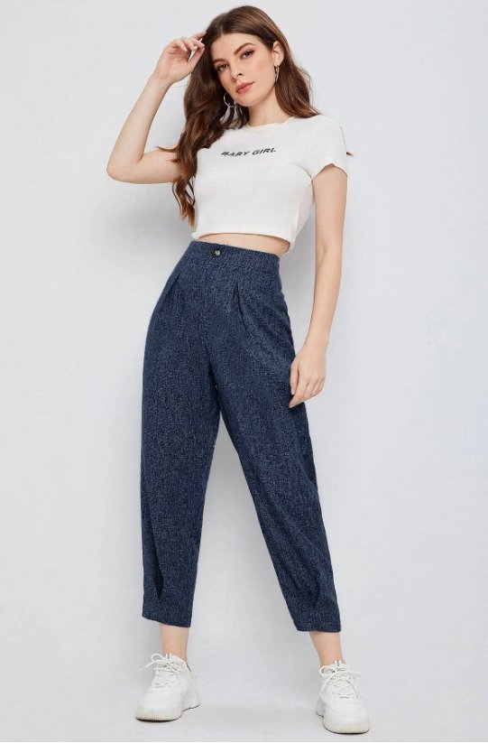 SHEIN SPODNIE DAMSKIE GRANATOWE CASUAL 36 VLV
