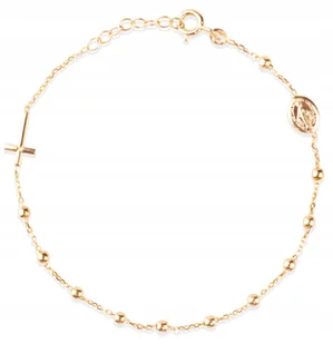 WYJĄTKOWA ZŁOTA BRANSOLETKA Z MEDALIKIEM I KRZYŻYKIEM 14KT 585 - Bransoletki - miniaturka - grafika 1