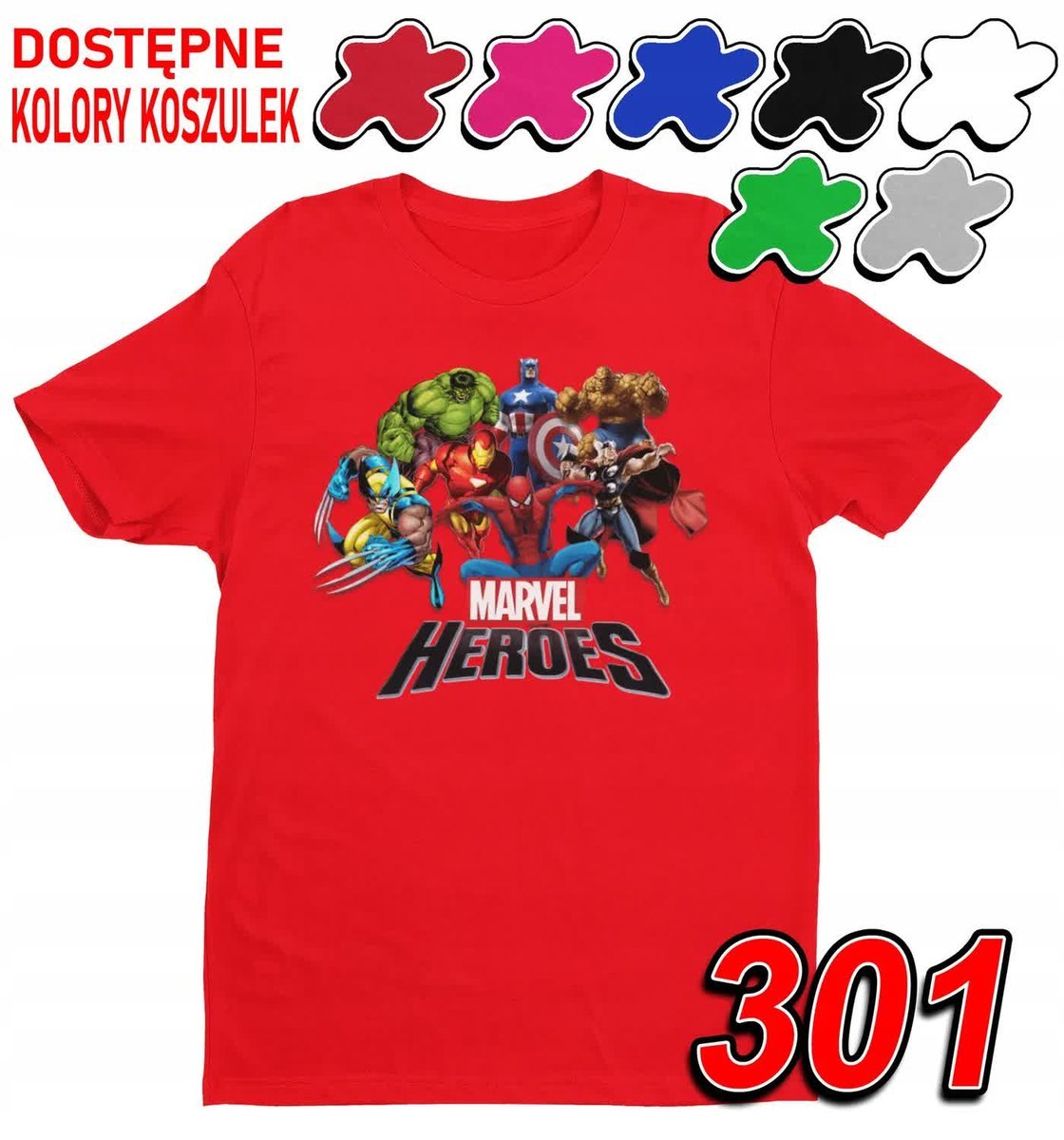 Dziecięca Koszulka Z Nadrukiem Avengers Postacie Marvel- L 146-152