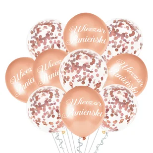 Balony na Wieczór Panieński rose gold z konfetti 30 cm, 10szt - Wieczór panieński i kawalerski - miniaturka - grafika 1