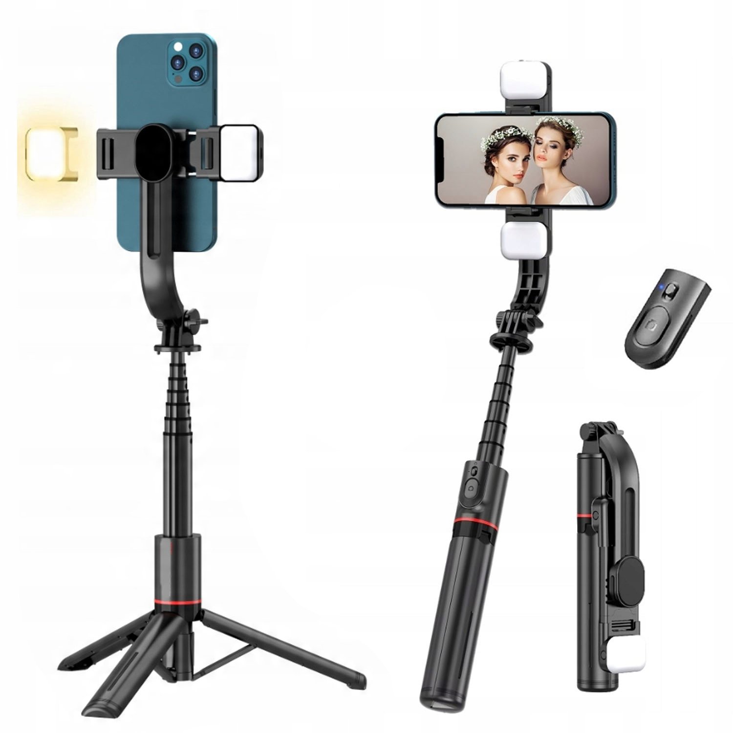 Statyw do selfie Bluetooth 360° obrotowy 3w1 zestaw uniwersalny