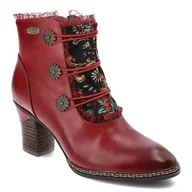 Botki damskie - Czerwone Botki Laura Vita Eleganckie Buty Na Obcasie - miniaturka - grafika 1