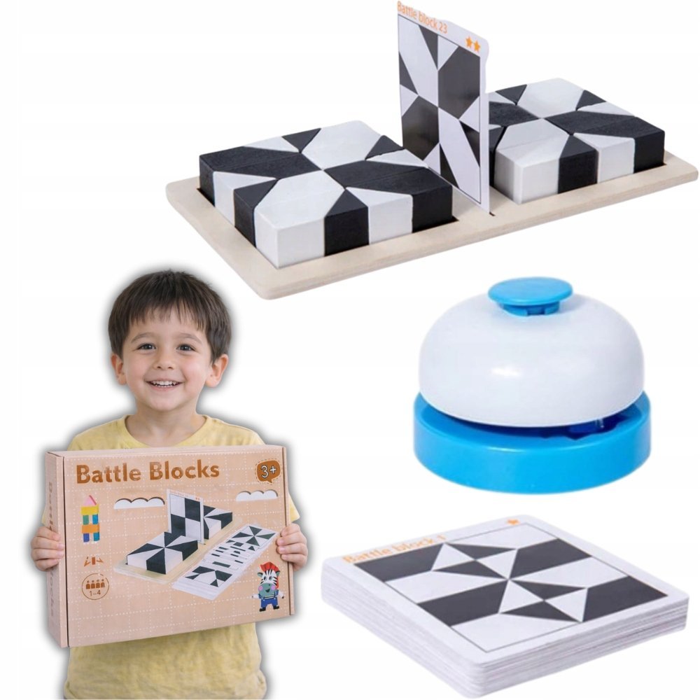 Drewniane klocki puzzle czarno-białe łamigłówki edukacyjne dla dzieci