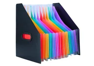 Szkolne artykuły papiernicze - Pionowa Teczka Organizer Na Dokumenty Kolorowe Zakładki Kieszenie Czarna A4 - miniaturka - grafika 1