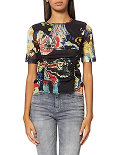 Desigual T-shirt damski Ts_bruselas, czarny, XL - Koszulki i topy damskie - miniaturka - grafika 1