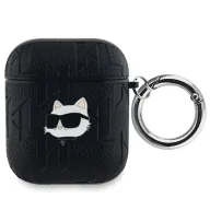 Akcesoria do słuchawek - Etui Karl Lagerfeld Monogram Choupette Head na AirPods 1 / 2 - czarne - miniaturka - grafika 1