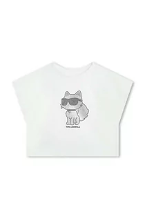 Koszulki dla dziewczynek - Karl Lagerfeld t-shirt bawełniany dziecięcy kolor biały - grafika 1