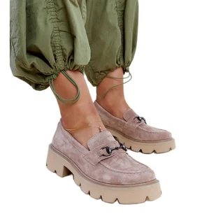 Brązowe zamszowe mokasyny Vinceza - Mokasyny damskie - miniaturka - grafika 1