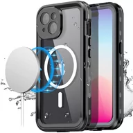 Etui i futerały do telefonów - Etui do iPhone 15 Plus wodoodporne Mag Safe Case pancerne wodoszczelne obudowa czarno-szare - miniaturka - grafika 1