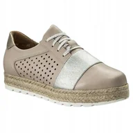 Espadryle damskie - ANNMEX ESPADRYLE DAMSKIE BEŻ SKÓRZANE 40 3T2G2* 40 3_2 - miniaturka - grafika 1