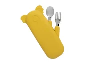 Sztućce dla dzieci - THE COTTON CLOUD sztućce w silikonowym pokrowcu, Koala/Mustard - miniaturka - grafika 1