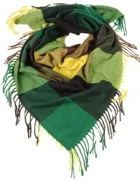 Chusta damska ciepła w KRATĘ z frędzlami AXD-13-14 zielona - Apaszki i szaliki damskie - miniaturka - grafika 1