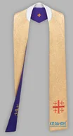 Szaty liturgiczne - Dwustronna złoto-fioletowa stuła haftowana - szeroka - miniaturka - grafika 1