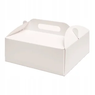 1x Pudełko z rączką na tort ciasto jedzenie box Białe 30 x 30 x11 cm - Pojemniki kuchenne - miniaturka - grafika 1
