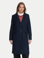Płaszcze damskie - Tommy Hilfiger Płaszcz wełniany WW0WW46547 Granatowy Regular Fit - miniaturka - grafika 1