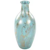 Wazony i flakony - Wazon dekoracyjny z terakoty 45 cm niebiesko-złoty DIKAJA - miniaturka - grafika 1